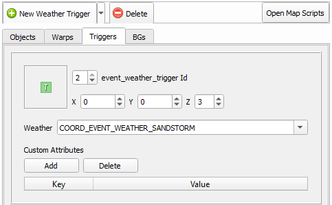 Event Weather Trigger Properties