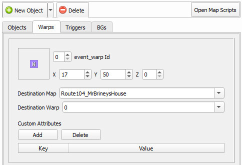 Warp Event Properties